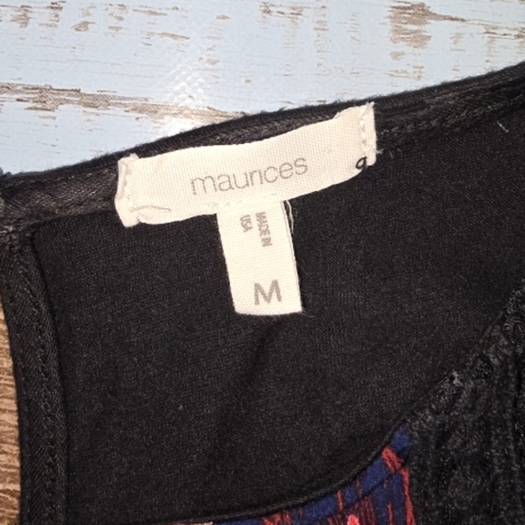 Maurices Purple and black Floral Tank Top with lace detail - Picture 2 of 4